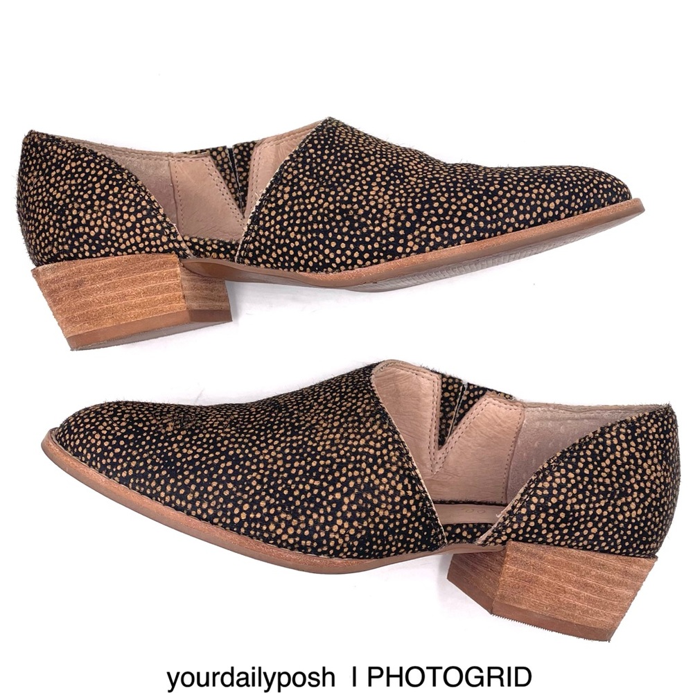 Madewell Lucie calf hair leather animal print cutout ankle boots US 6